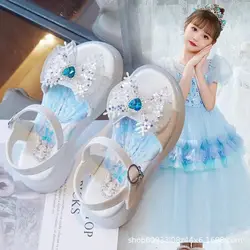 Princess Girls Sandals Summer Children Beach Shoes Girls Open-toed Sandals Soft PU Leather Flat Kids Sandals For Girl