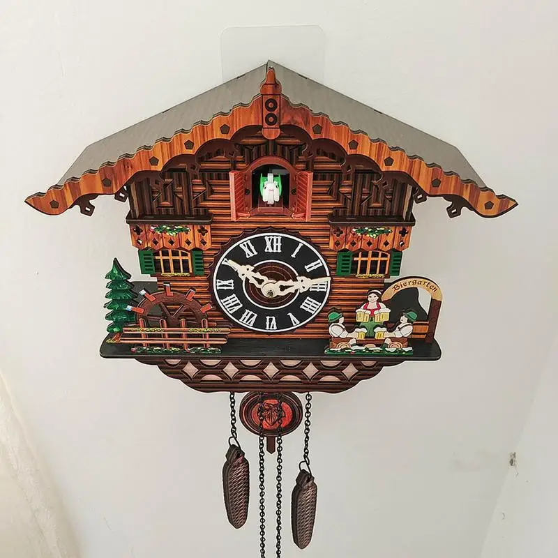 

Wooden Cuckoo Clock Handmade Wall Cuckoo Clock Traditional Black Forest Antique Wooden Pendulum Quartzz Wall Clock Decoration