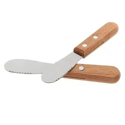 2Pcs Small Butter Knife Spreader Cheese Butter Spatula Cream Jam Spreader Mini Kids Knives Wood Handle Cutlery Kitchen Tableware