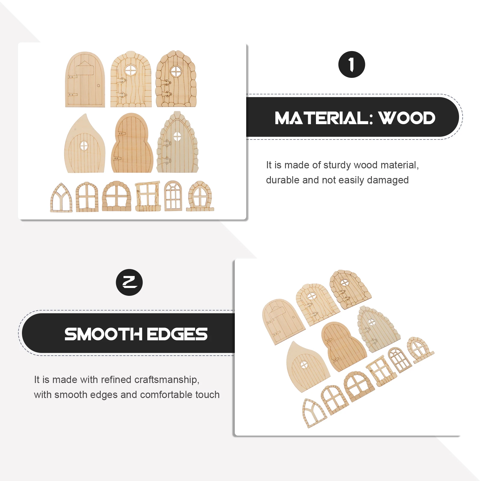 

48 Pcs Unpainted Fairy House Doors Garden Door Decoration Kids Painting Toys DIY Craft Wooden Plank Safe Durable