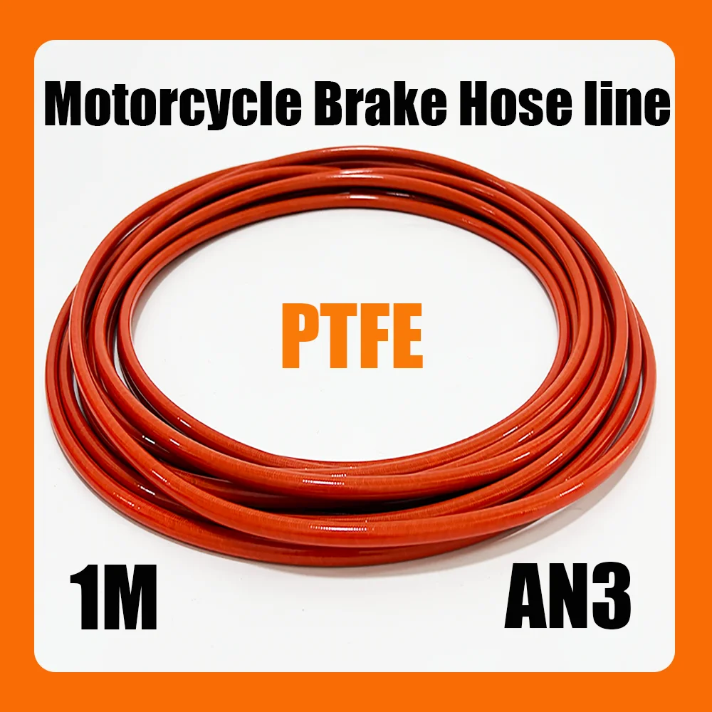 

1M Motorcycle Braided Stainless Steel Brake Line Hose Fluid Hydraulic Hose Brake Line Gas Oil Fuel Tube Pipe Internal PTFE AN3