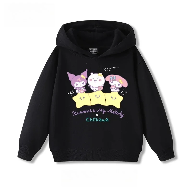

Jiyi Kawa co-branded Hello Kitty Kuromi surrounding hooded girls and boys children's sweatshirts autumn and winter cute clothes
