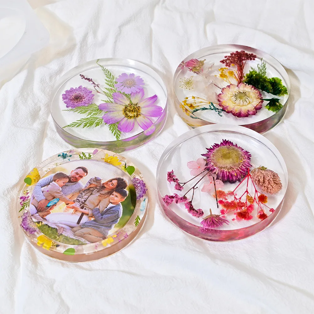 

Diy Crystal Epoxy Thickened Coaster Silicone Mold Six-in-one Round Large Round Plate Resin Mirror Epoxy Mold Baking Accessories