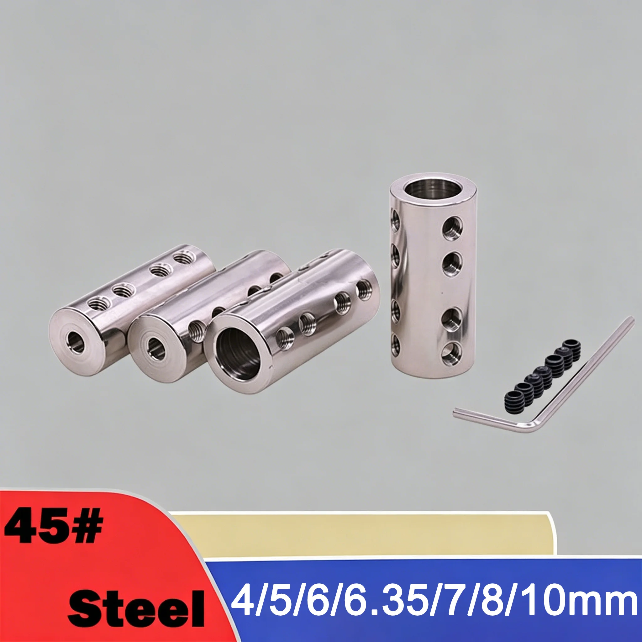 1Pcs 45# Steel High-torque Extended Rigid Coupling 4/5/6/6.35/7/8/10mm for 3D Printers Motor Accessories