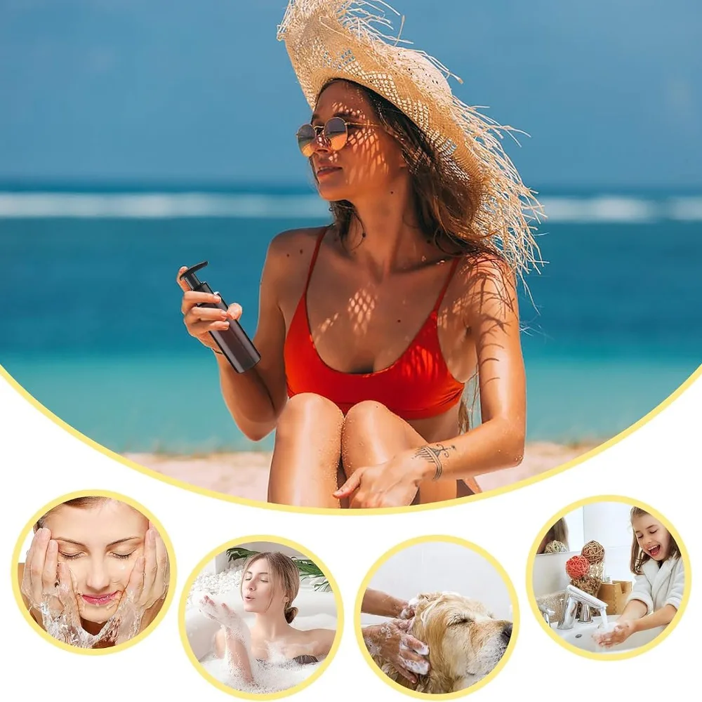20 Stück Reiseflaschen aus Kunststoff mit Pumpverschluss, nachfüllbare Shampoo- und Conditioner-Fläschchen, leere tragbare Kosmetikbehälter für Lotionen – Detail 7
