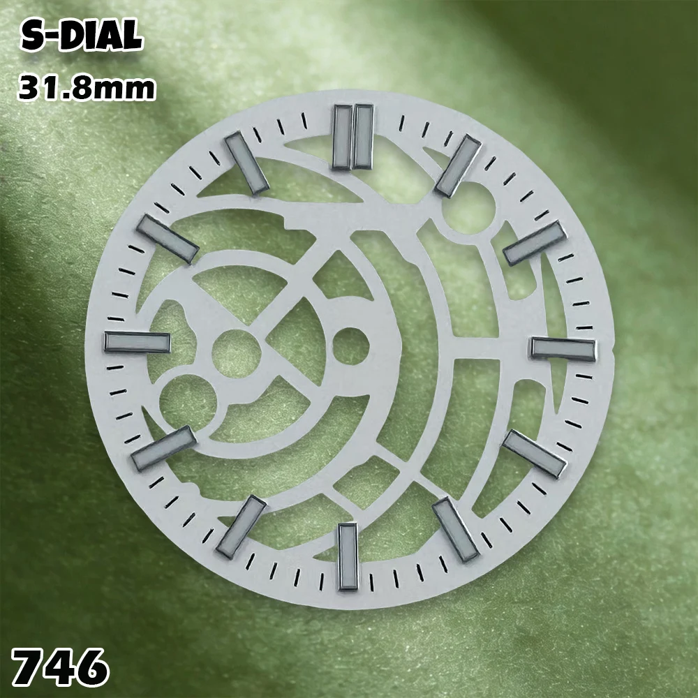 NH 31.8mm S Logo NH70 Hollowed Out Dial Green Luminous Dial suitable for NH70 Movement Exquisite Watch Modification Accessories view 4