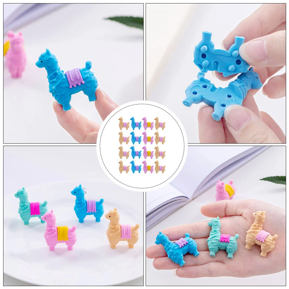 16 Pcs Eraser Giveaways Adorable Alpaca Party Favors Cartoon Kid Painting Rubber Erasers for Kids