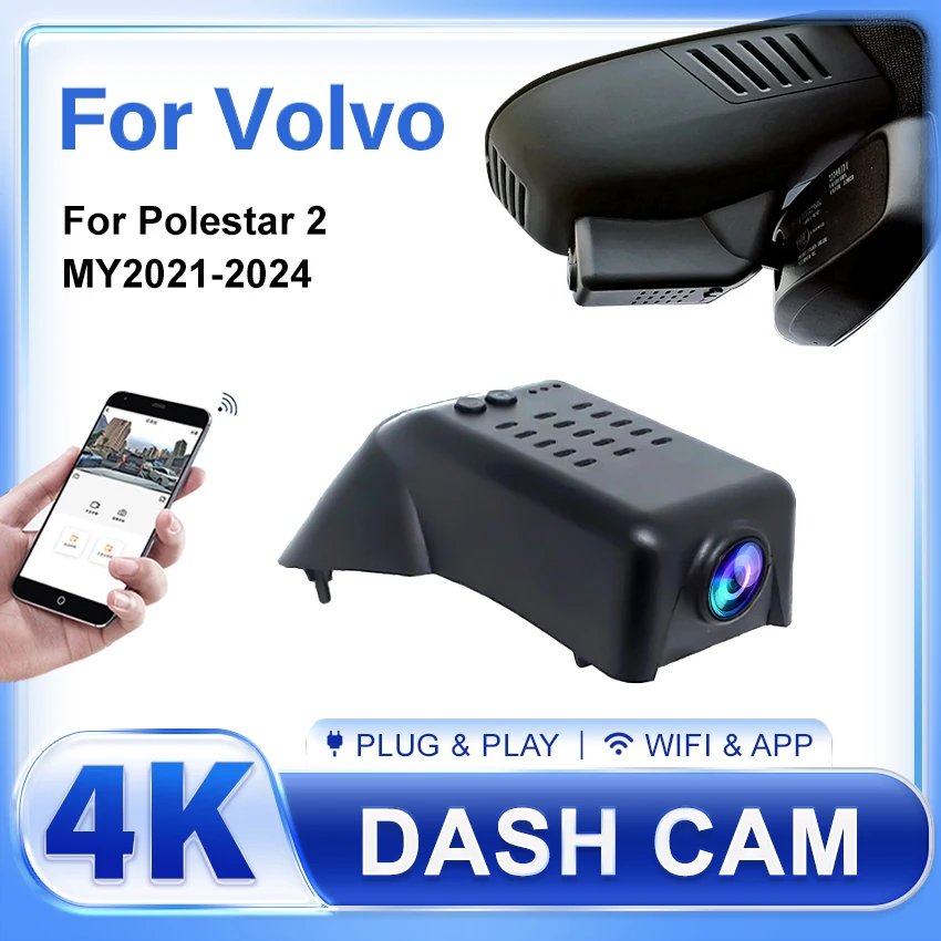 New! Plug and play Car Dvr Dash Cam Camera Video Recorder Original For Volvo Polestar 2 2021 2022 2023 2024 UHD 4K DashCam