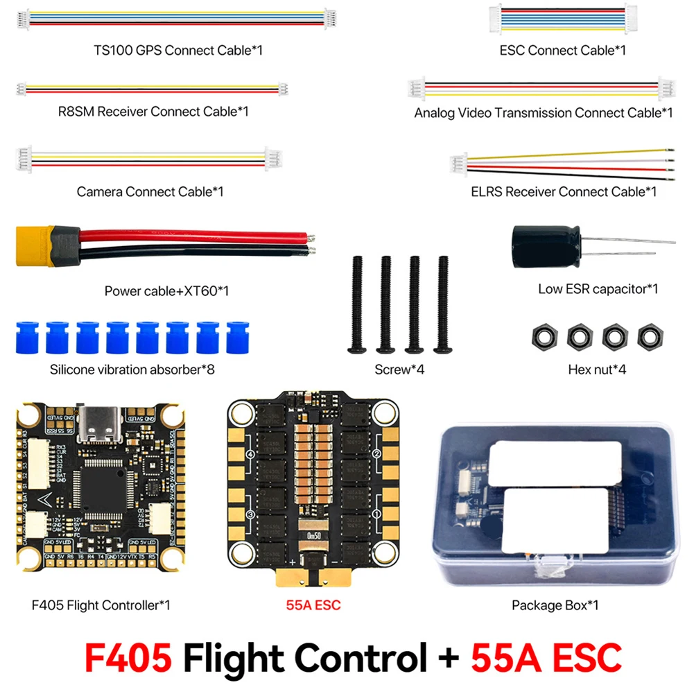 

Комплект для электронной регулировки полетных параметров 1set Flying Tower для квадрокоптера 9imod F405, блок управления полетом 55A/60A, электронный регулятор скорости