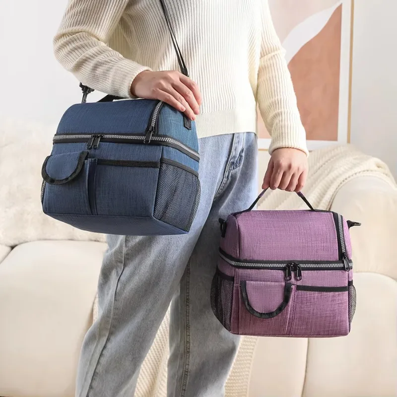 Insulated Bag Thickened Lunch Bag Double-layer Lunch Bag Handbag Picnic Fresh-keeping Cooler Bag Picnic Bag