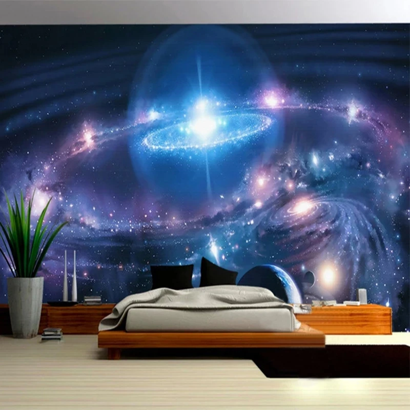 Customized Modern Starry Sky Cosmic Galaxy 3D Mural KTV Bar Kid's Room Wallpaper Living room TV background bedroom restaurant 8d