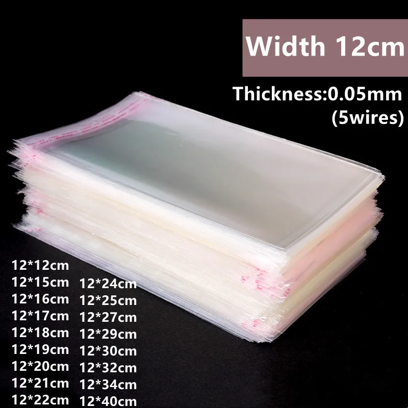 

500/1000pcs Width 12cm Clear Candy Cellophane Bag Accessories Gift Packaging Resealable Opp Plastic Self Adhesive Bag Wholesale