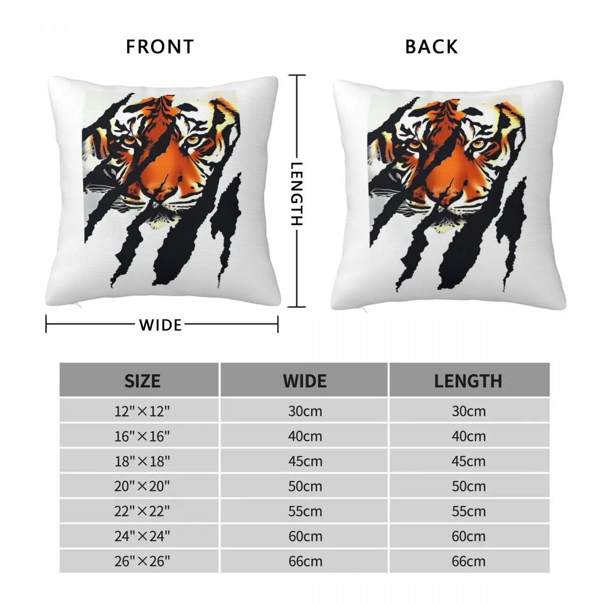 Fearless Tiger Cat Eye Of The Claw Square Pillowcase Polyester Linen Velvet Pattern Zip Decorative Sofa Seater Cushion Cover