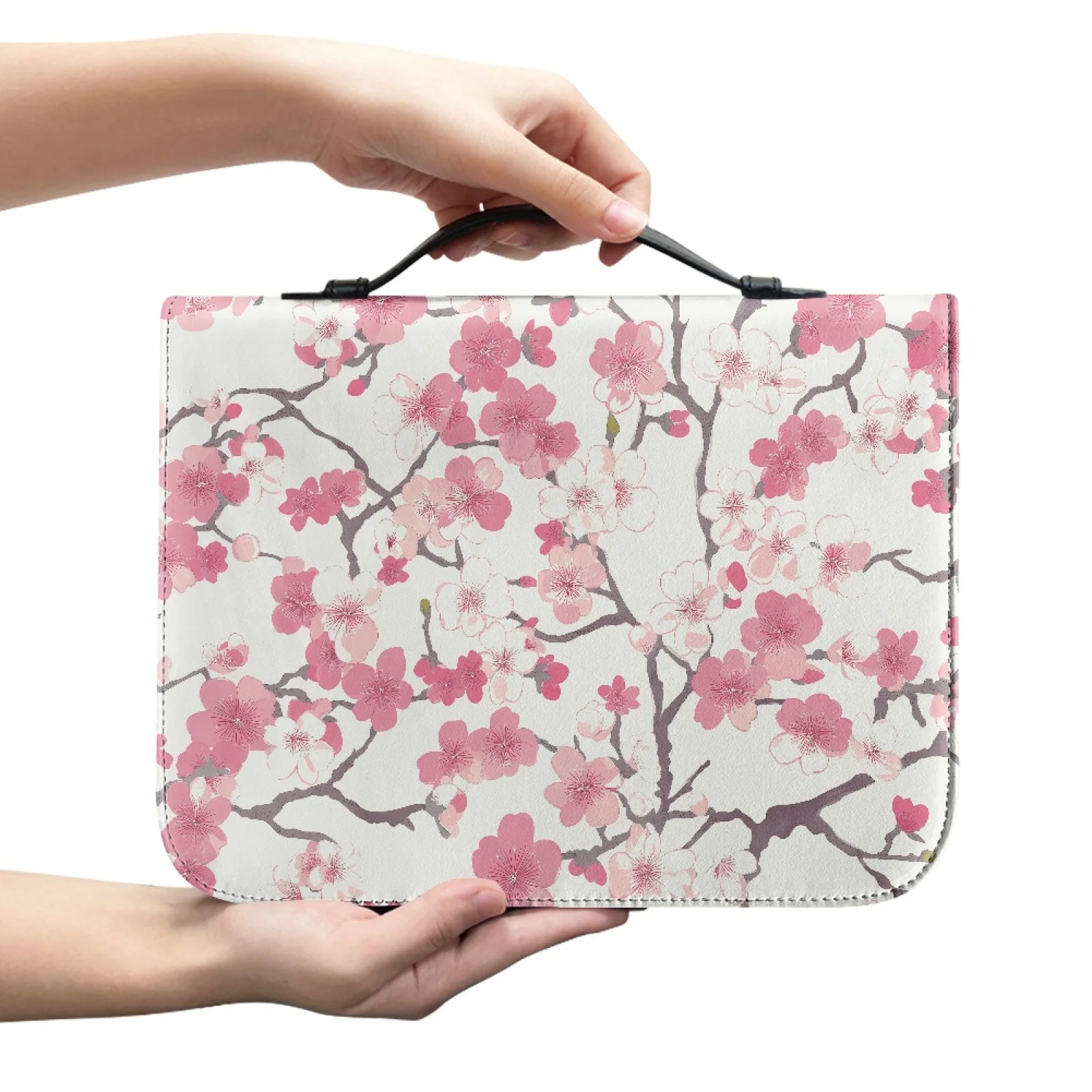 XIXIRIMIDO Cherry Blossom Fashion 2026 Book Protector Handbag PU Leather Practical Bible Carrying Case for Bibel Study