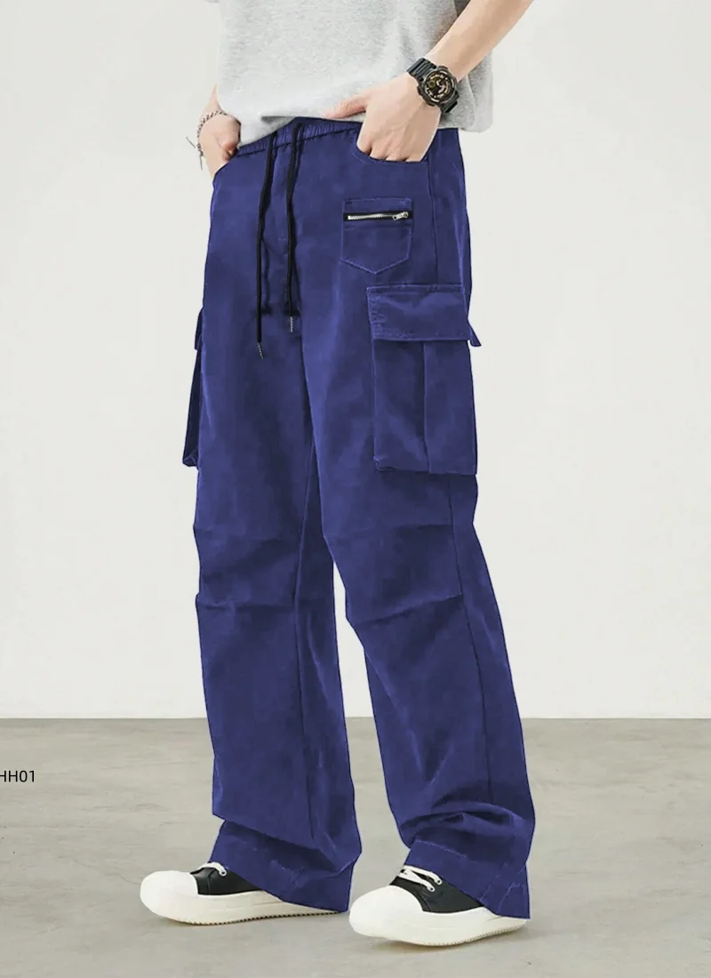 

2025 Spring/Summer Thin Men's Work Pants with Multiple Pockets, Loose Straight Leg, Street Trend, Casual Sports Pants