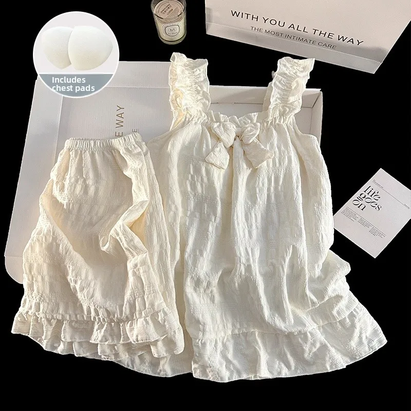 

Cloud Cotton Strap Spwear Women's Sle Summer New Cute Princ Sle with Chest Pad Two-Piece Set ort Pants Spwear