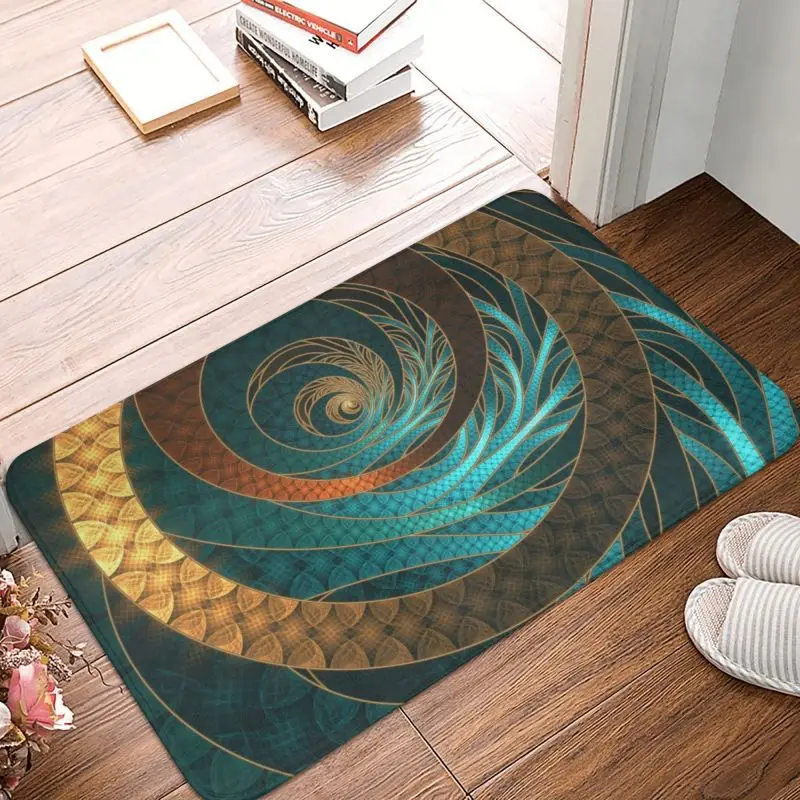 Beautiful Corded Leather Turquoise Fractal Bangles Door Floor Kitchen Mat Vintage Floral Textures Doormat Entrance Rug Carpet