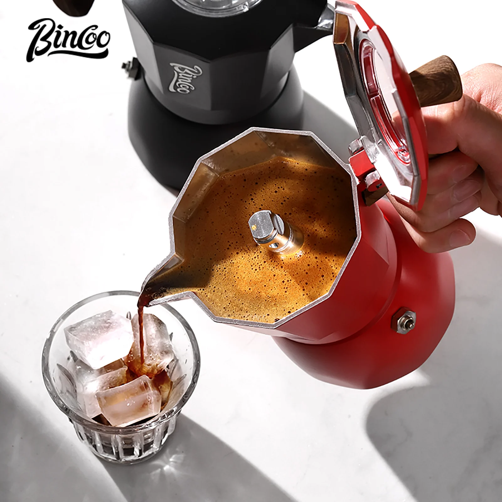 Bincoo Double Valve Coffee Moka Pots Espresso Mocha Pot Brewed Coffee Machine Italian Home Kitchen Utensils Barista Accessories