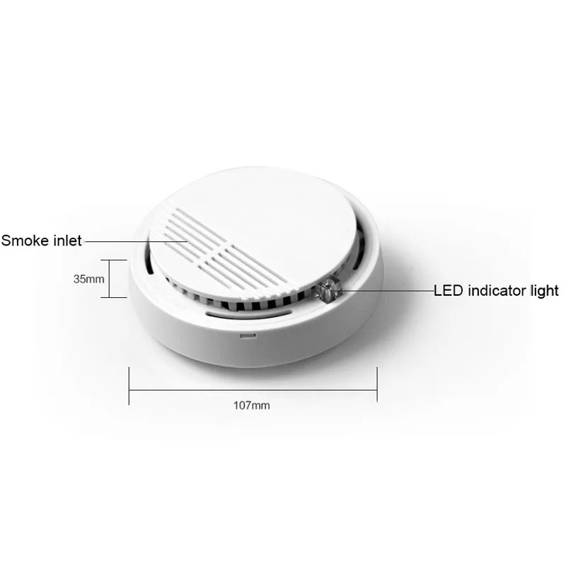 Detector de fumaça sem fio para segurança doméstica, alarme de incêndio branco, fotoelétrico