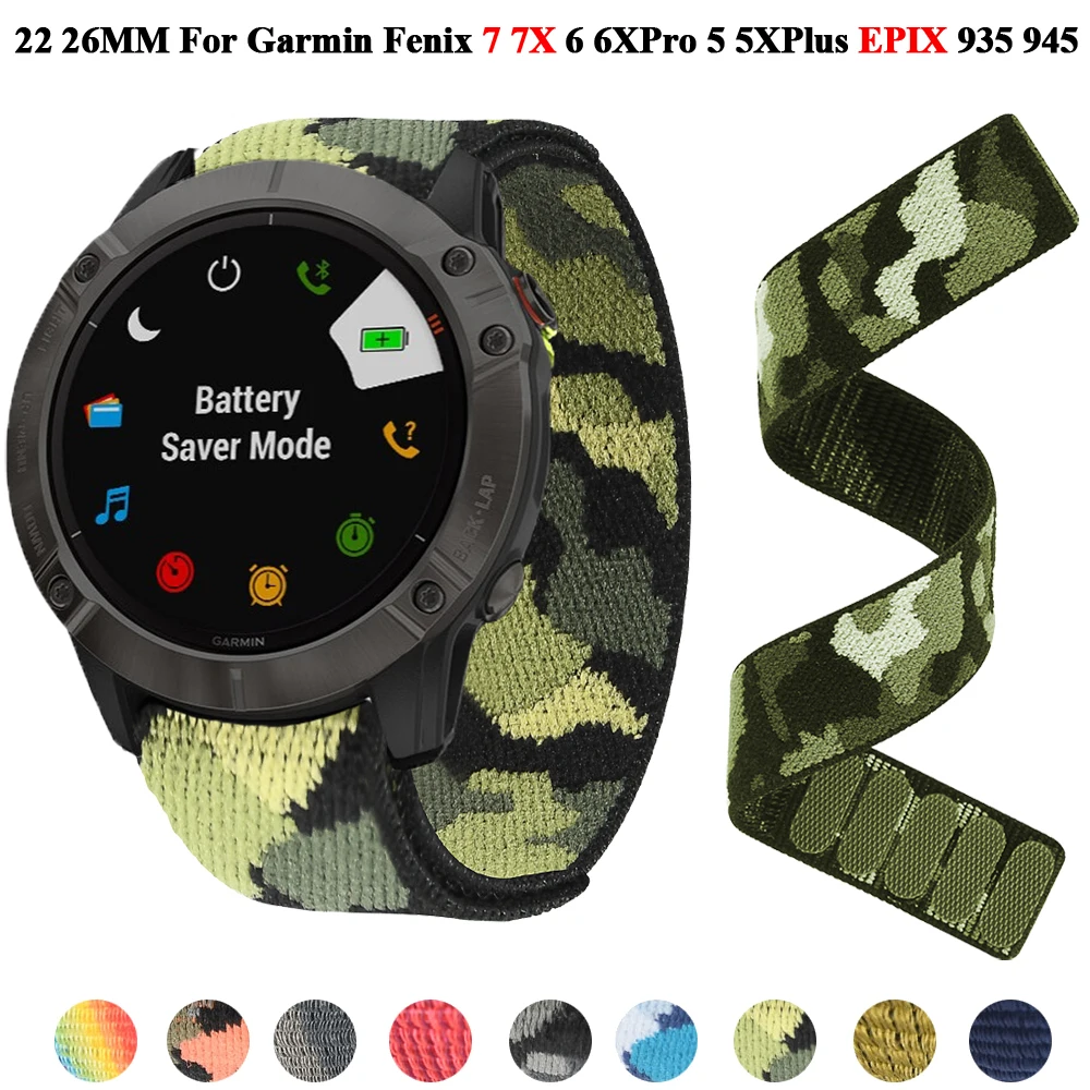 26 22mm Hook Loop Nylon Strap Belt For Garmin Fenix 7 7X 6X 6Pro 5X Plus/945/955/EPIX/Enduro 2/Tactix Delta Smartwatch Wristband