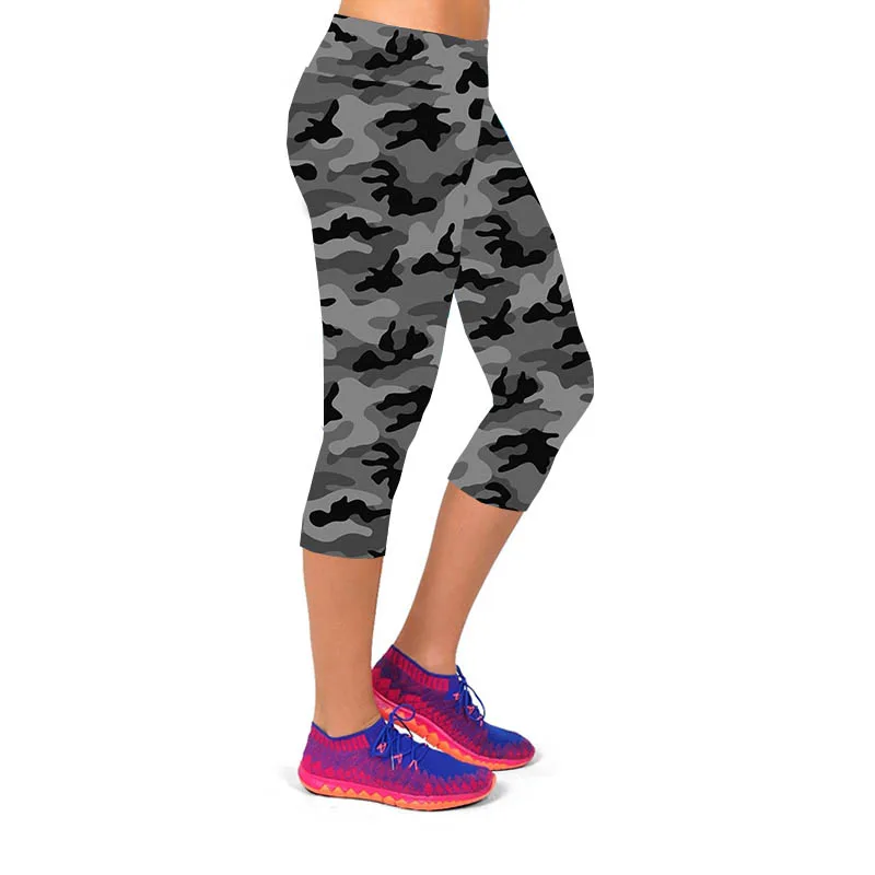 TOIVOTUKSIA Women Leggings Camouflage Print Capris Black Milk Clzas Deportivas Mujer Summer 7 Leggins