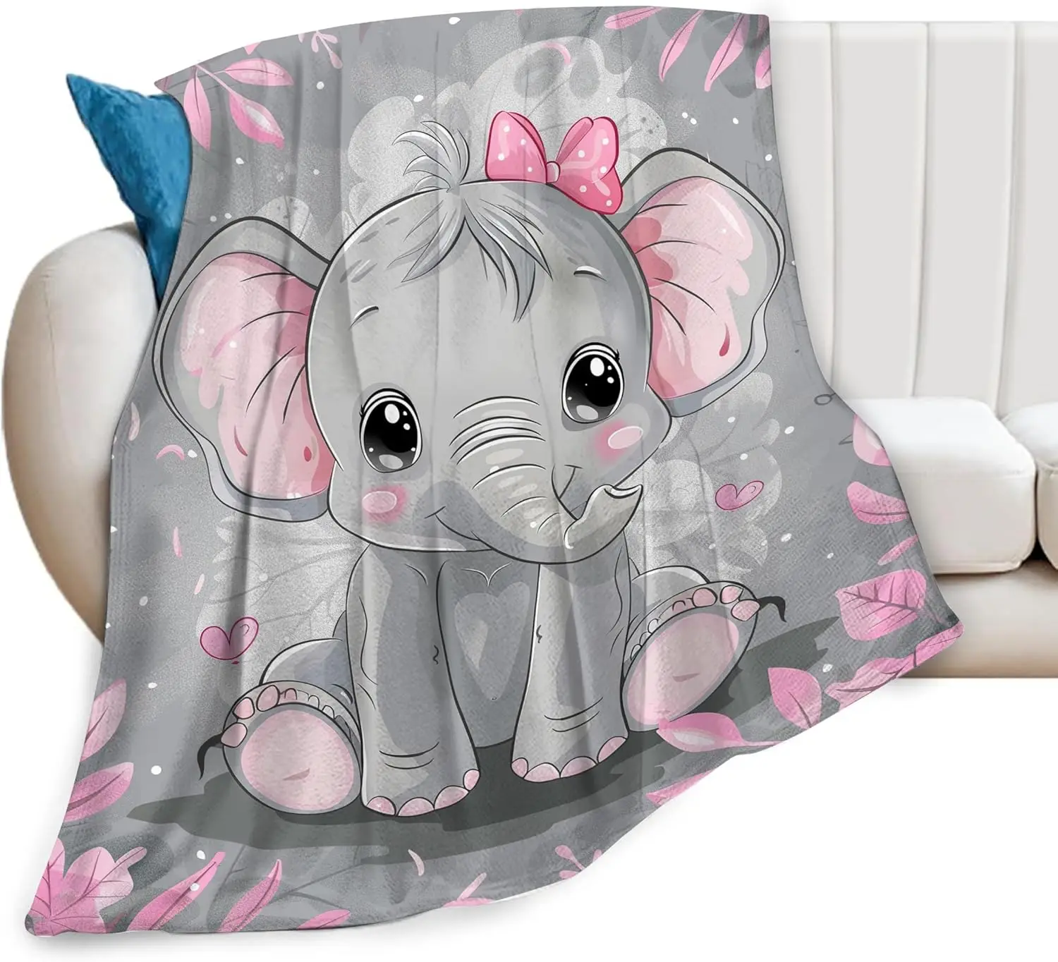 Elephants Fleece Blanket Super Soft Warm Cozy Fuzzy Plush Elephant Blanket Gifts for Girls Boys Kids Room Decor