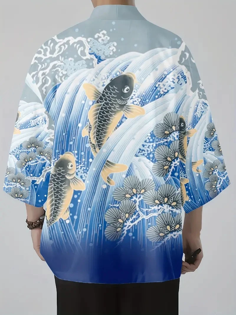 Cardigan traditionnel chinois Harajuku pour hommes et femmes, impression 3D Anime, vêtements de jeu de rôle kimono, divers motifs, vêtements décontractés