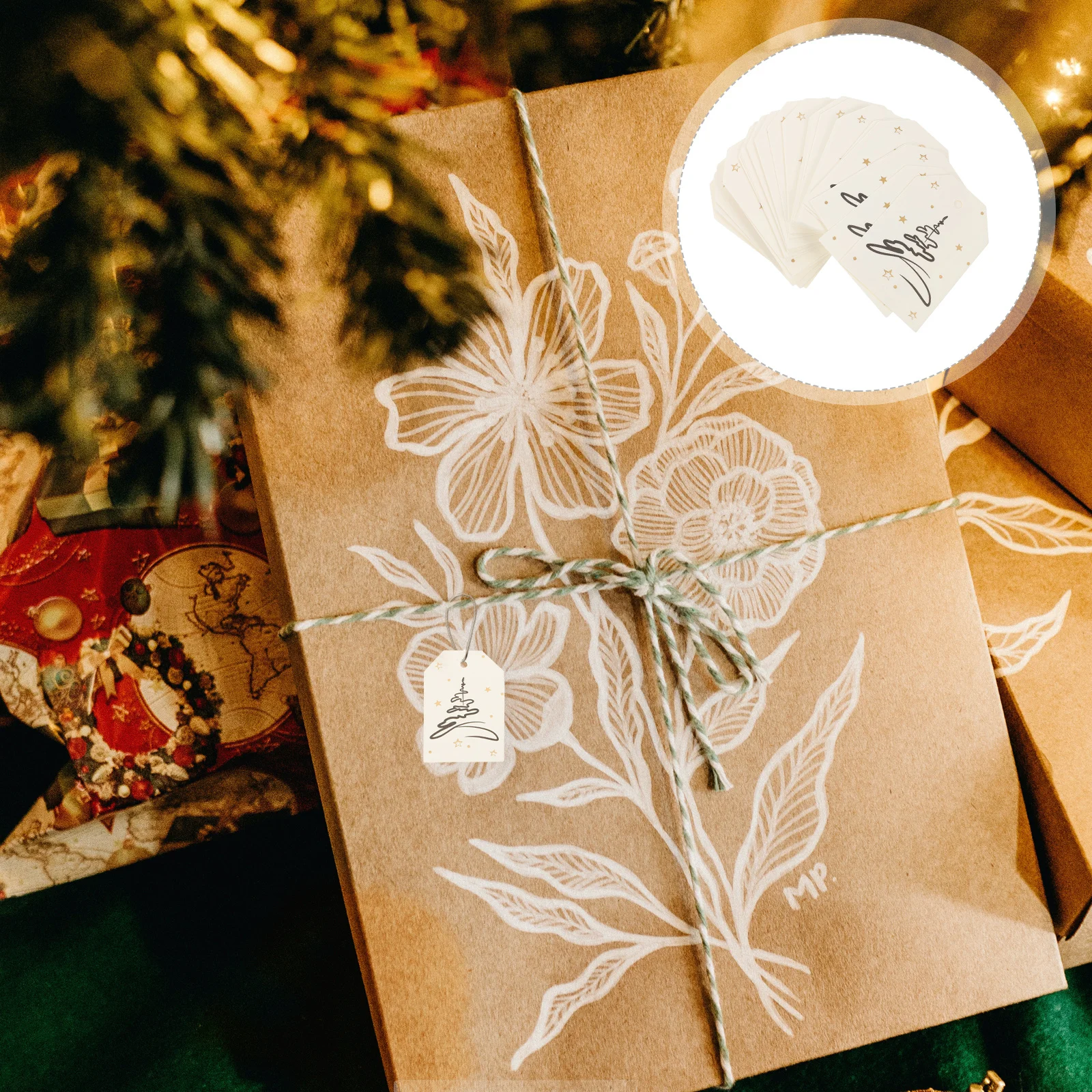 200 قطعة من علامات هدايا عيد الميلاد المطلية بالذهب ملصقات معلقة بطاقات عيد الميلاد المزخرفة تغليف شجرة عيد الميلاد التذهيب علامات عيد الميلاد #6