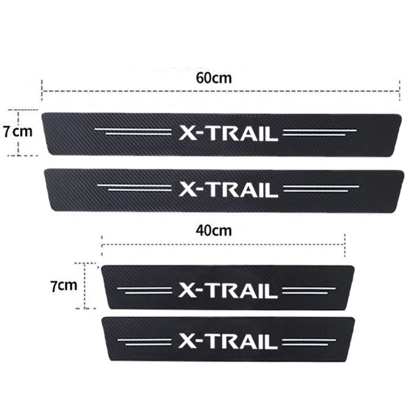 Carbon Fiber Car Door Sill Anti Kick Sticker Scuff Scratch for Nissan X-Trail Logo Tape Waterproof Protect Film Accessories