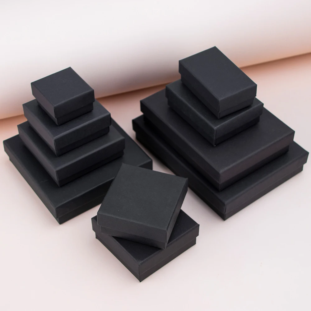 jewelry gift box jewelry package carton rectangular sponge lined black cow leather white carton