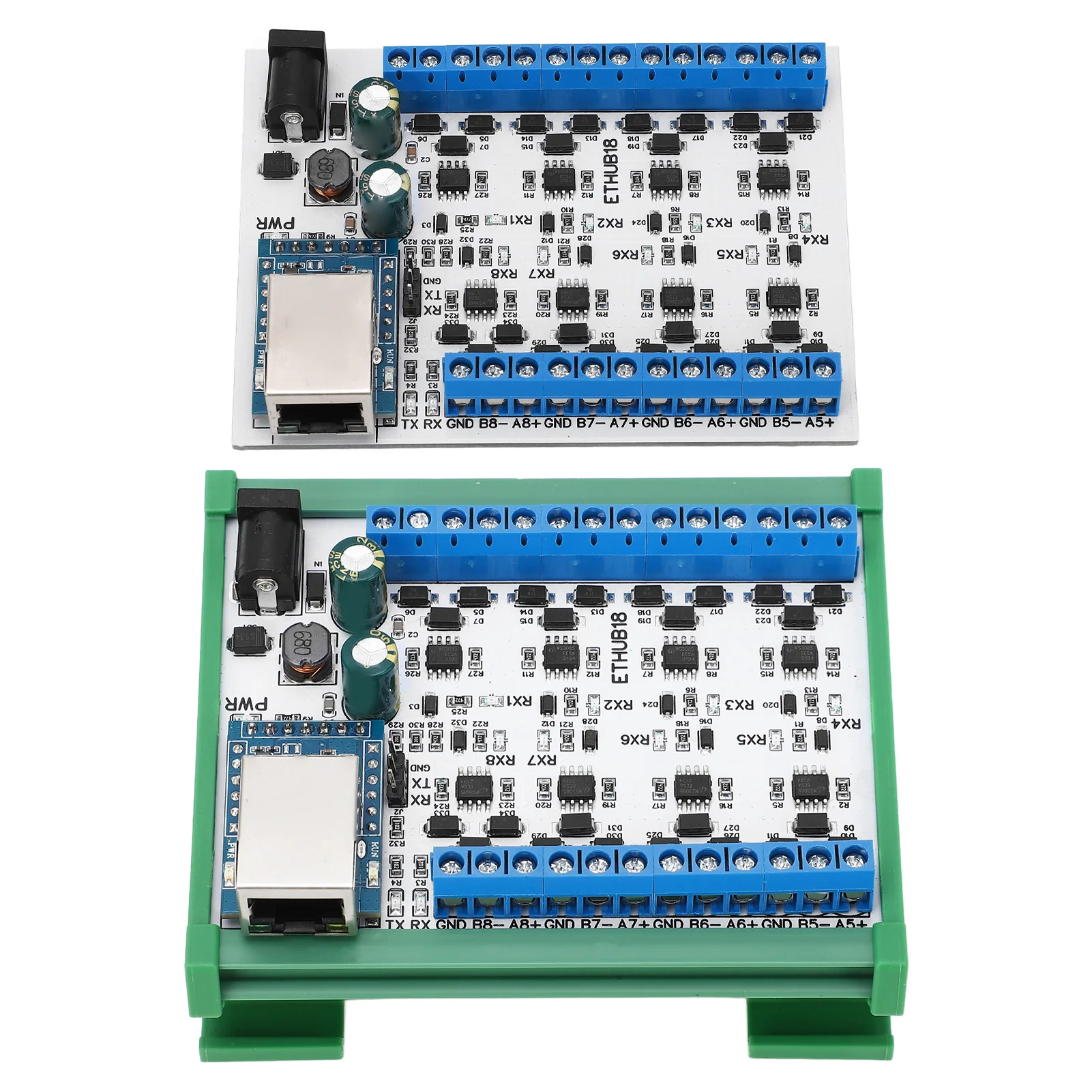 Electronic Accessories RJ45 to 8  Hub Converter TVS   115200BPS Hub Board for Security Monitoring DC7‑30V