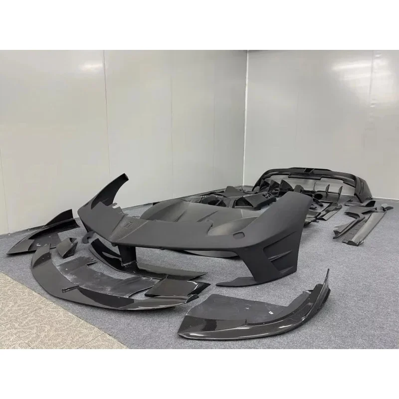 Applicable to M Style Body Kit 488 Carbon Fiber Car Bumper Front Lip Diffuser Spoiler Side Skirt