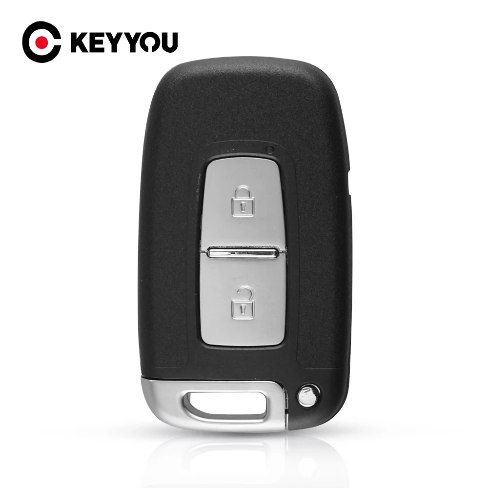 KEYYOU dostęp bezkluczykowy etui na pilota 2 przyciski klucz zdalny Smart Card Shell Case pasujące do Hyundai Genesis Coupe Sonata