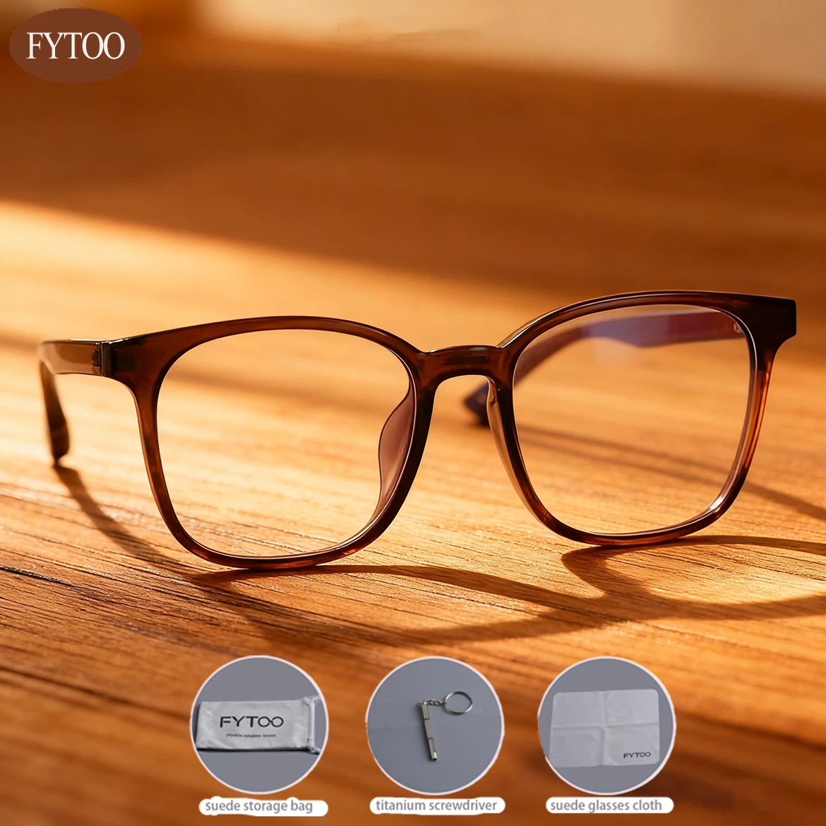 FYTOO Daily Stylish Cool Tea Square-Round Glasses Lightweight TR, Comfortable Durable, Top Gift.2517LC&K
