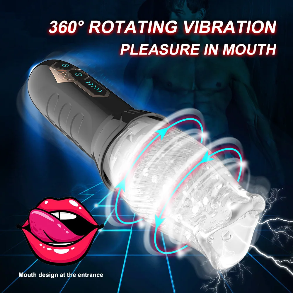 Masturbation Cup Tornado Masturbator 10 Vibration 5 Rotation Transparent Sleeve Male Penis Sex Delay Endurance Adult Sex Toy 18+