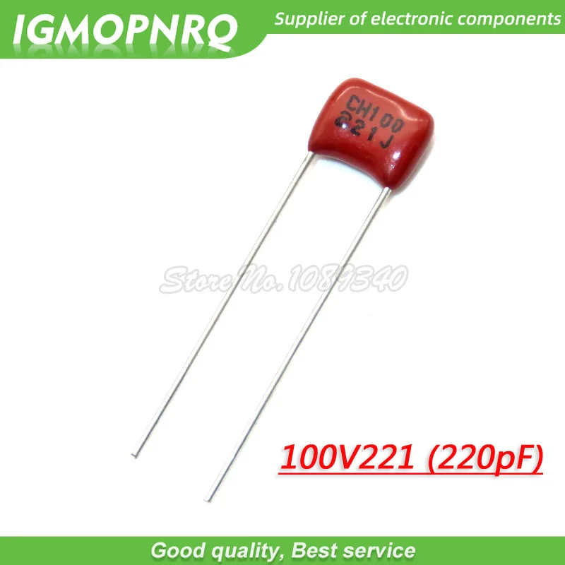 20PCS 100V221J 220PF 5% Pitch 5mm 220P 221 100V CBB Polypropylene film capacitor 100V221J-P5