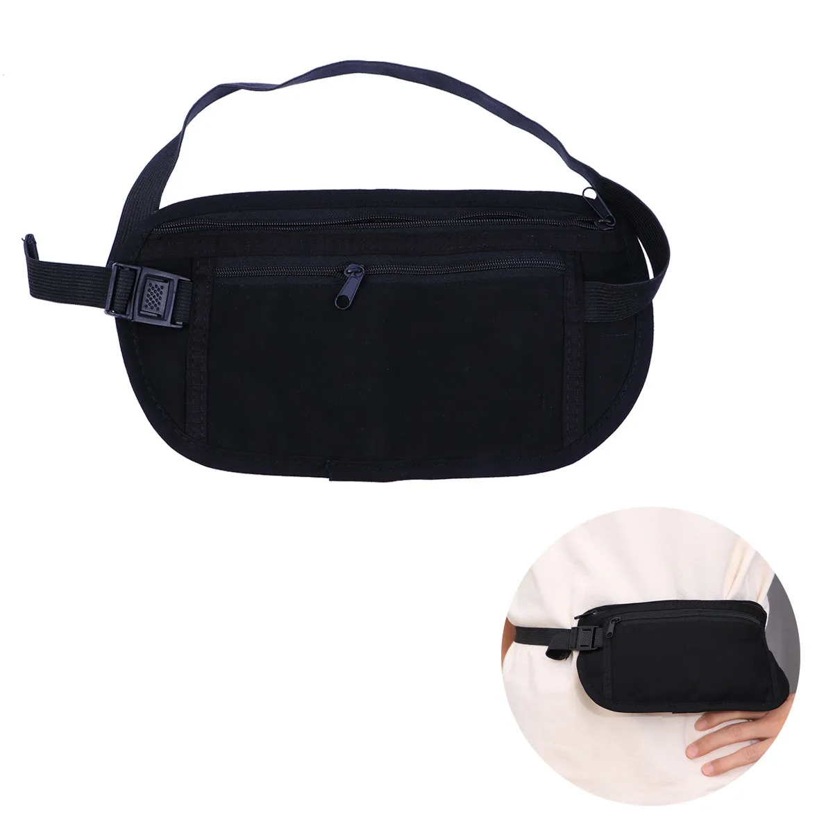 Outdoor Running Waist Bag Men Women Lightweight Waterproof Sports Fanny Pack Jogging Hiking Climbing Casual Black