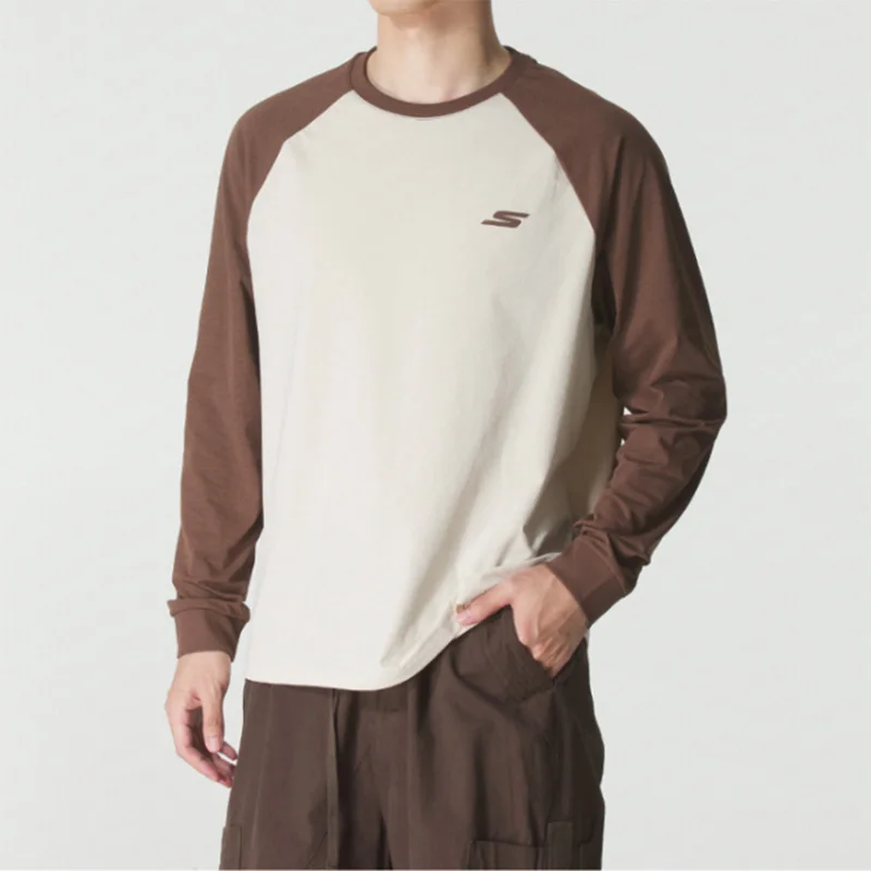 Skechers men's new summer sports long-sleeved loose casual wear genuine top round-neck T-shirt P225U139-066D