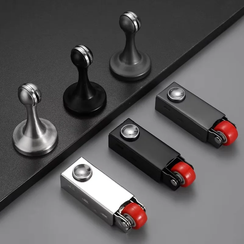 Silent Door Bottom Translation Wheels Anti Sagging Fixed Roller Furniture Anti-wear Load-Bearing Bottom Wheel Door Stop Pulley