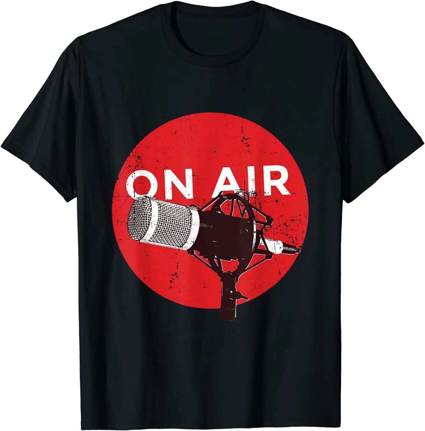 Vintage Retro Style Microphone On Air Radio Podcast T-Shirt Size S-5XL