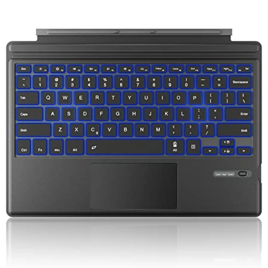 Surface Pro Type Cover Portable Wireless Bluetooth Keyboard with Touchpad 7-Color LED Backlit and Built-in Rechargeable Battery