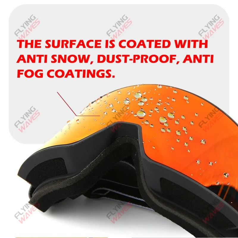 نظارات التزلج الكاملة الكبار نظارات الثلوج أصيلة طلاء ريفو عدسة مزدوجة مكافحة الضباب الثلوج العمى حماية OTG على الجليد نظارات