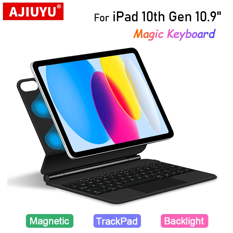 

Magic Keyboard Stand Adjustable angle For iPad 10 10th Gen 2022 10.9" A2696 Tablet Touchpad Backlight Magnetic Keyboard Cover