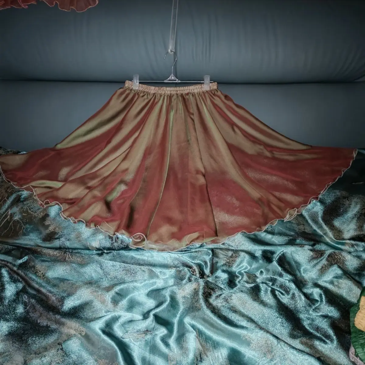 See Through Mesj Voile Elegant Women High Waist Maxi Skirt Floral Print Loose Plus Size Casual Bottoms