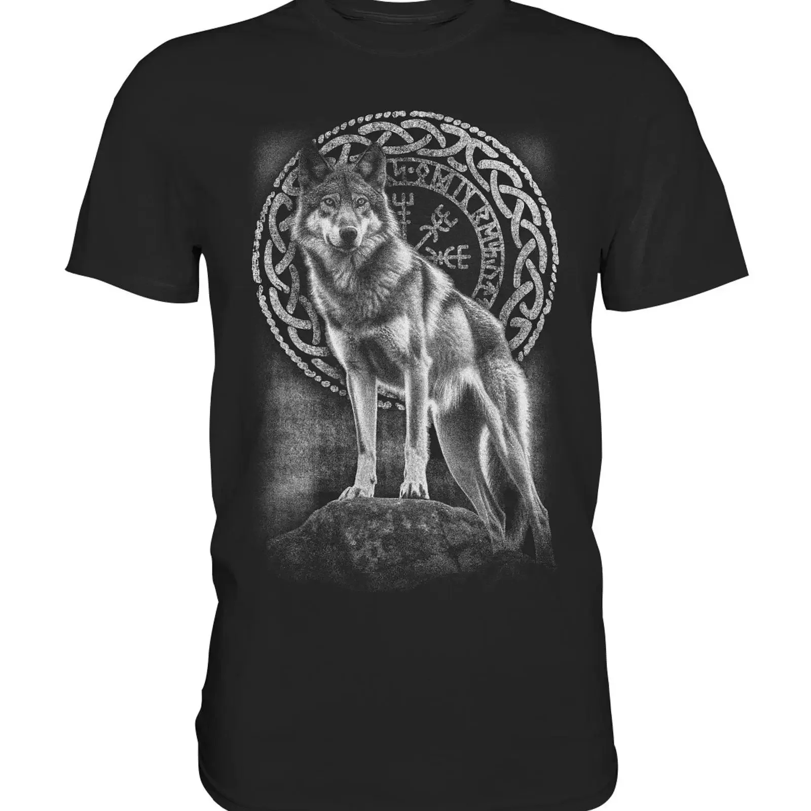 Wolf Runen T Shirt Nordisches Design mit keltischen Knoten Schwarz S 5XL vintage Washed homme graphic Stylish Versatile