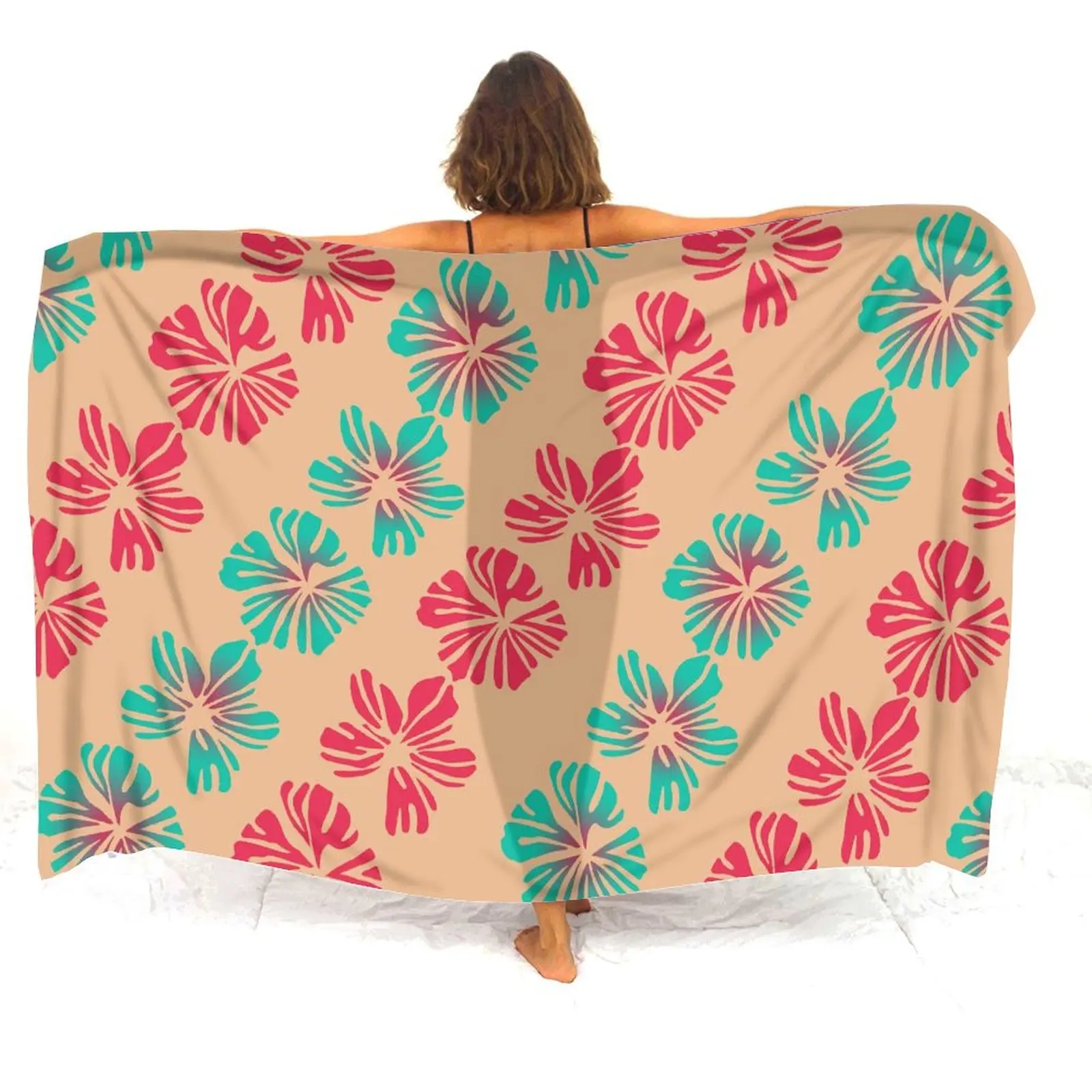 

Customizable Polynesian women's sarong elegant sarong apron windproof shawl lightweight fabric, essential for the beach