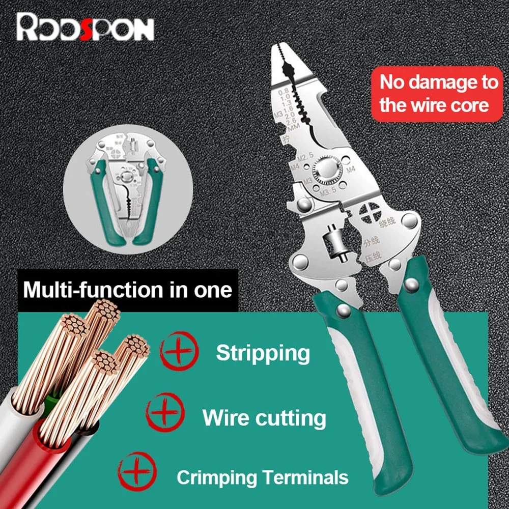 

Upgraded Foldable Wire Stripper Multi-function Electrician Crimper Pulley Design Wire Stripping Shearing Cutting Handheld Tools