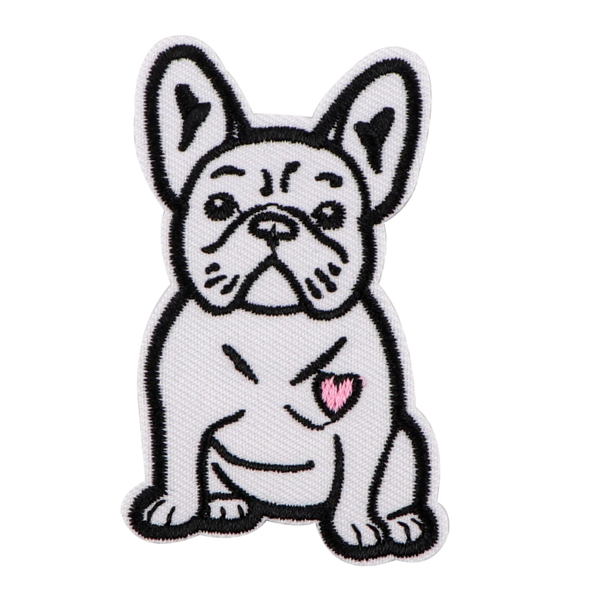 Bulldog Embroidery Patches Cute Pet Dog Iron On Patches On Clothes DIY Dress Jeans Hat Clothing Accesories Applique Stickers