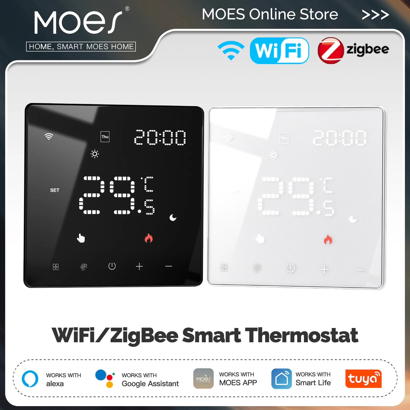 

MOES Smart Tuya ZigBee WiFi Thermostat Programmable Controller Water Boiler Electric Heating Works with Alexa Google Assistant