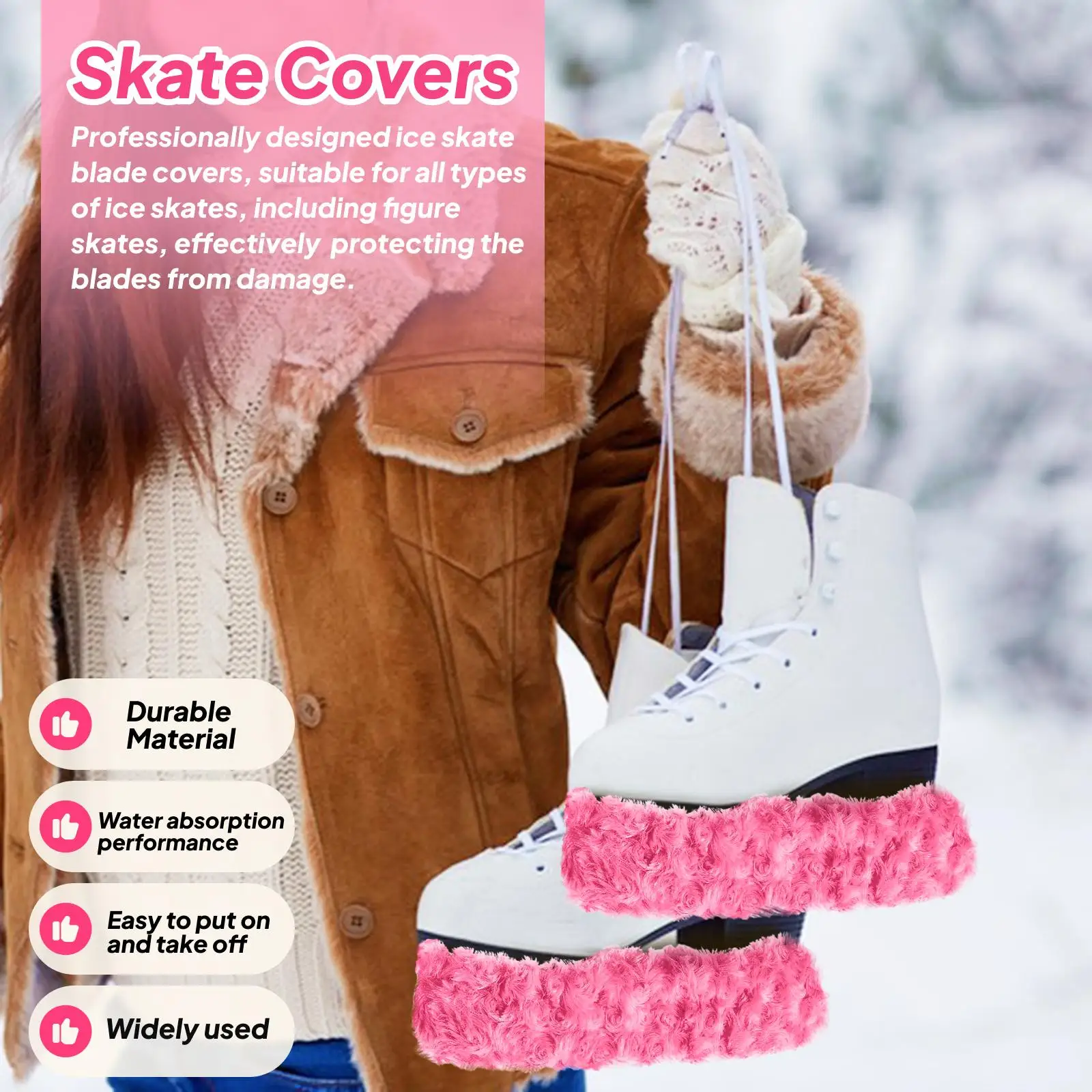 Soft Skate Covers for Ice Skating Polyester Blade Guard Nonstick Protection for Hockey Skates Figure Skates Gift